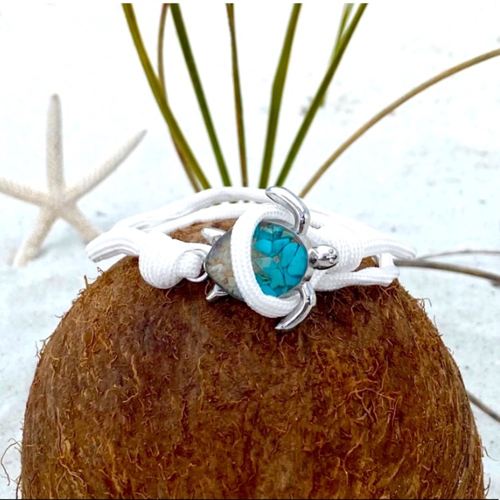 1 LEFT! 🏝 TURQUOISE SAND SEA TURTLE ROPE BRACELET - Picture 3 of 5